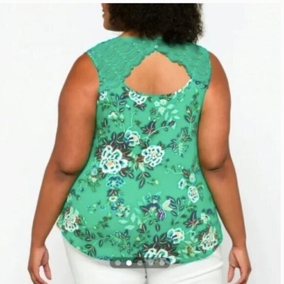 Daniel Rainn Sleeveless Fantine Crochet lace green floral cutout tunic, NWT - Picture 3 of 11